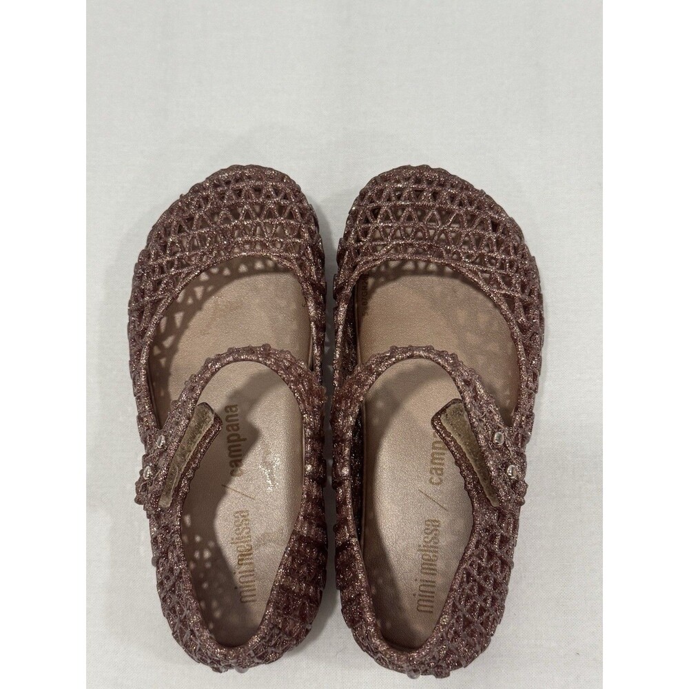 Mini Melissa Campana Rose Glitter Ballerina Flats Toddler Girls Kids Size 10 - Picture 2 of 4
